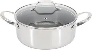 Oster Modessa 4.5 Quart Nonstick Triply Stainless Steel Dutch Oven with Honeycomb Design in Silver Oster Modessa 4.5 Quart Nonstick Triply Stainless Steel Dutch Oven with Honeycomb Design in Silver