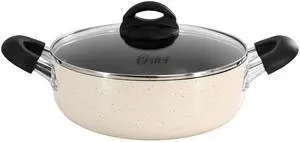 Oster Clairborne 3.6 Quart Nonstick Aluminum Caldero with Lid in Linen