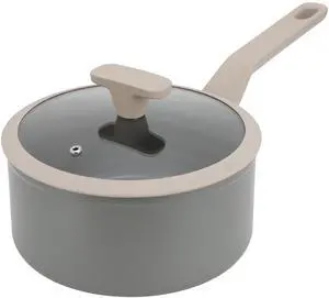 Oster Ambrose 3 Quart Nonstick Aluminum Saucepan with Lid in Matte Grey