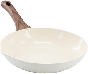 Oster Amberg Choice 12 Inch Ceramic Nonstick Forged Aluminum Frying Pan in Off-White