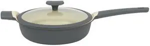 Oster Rooney 4.1 Quart Ceramic Nonstick Cast Aluminum Saute Pan with Lid in Grey