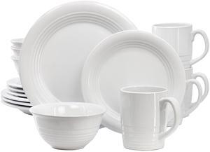 Martha Stewart Everyday 16 Piece Round Stoneware Dinnerware Set in White