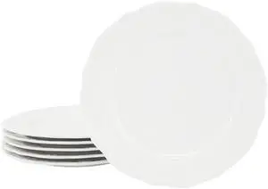 Elama Henryi 6 Piece 8.75 Inch Porcelain Salad Plate Set in White