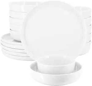 Elama Duncan 18 Piece Porcelain Dinnerware Set in White