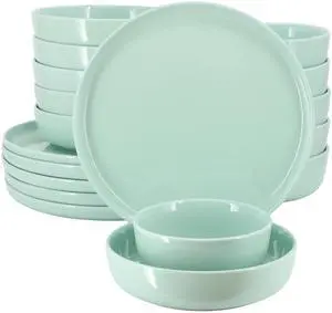 Elama Duncan 18 Piece Porcelain Dinnerware Set in Mint