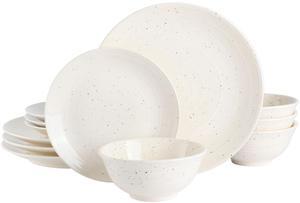 Gibson Elite Ramapo 12 Piece Stoneware Dinnerware Set in White Speckle