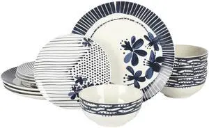 Gibson Home Eliza 12 Piece Ceramic Dinnerware Set