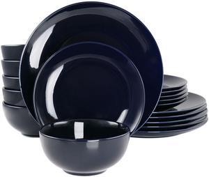Elama Luna 18 Piece Porcelain Dinnerware Set in Dark Blue