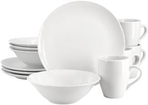 Gibson Home Wintercap 12 Piece Fine Ceramic Dinnerware Set in White