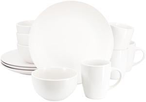 Gibson Home Everyday Plus 12 Piece Round Stoneware Dinnerware Set in White