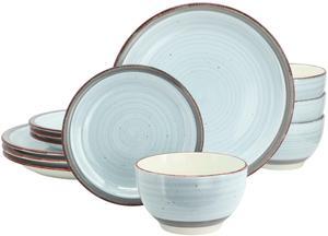 Gibson Home Holcomb 12 Piece Ceramic Dinnerware Set in Light Blue