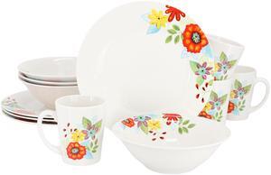 Gibson Home Color Floral 12 Piece Fine Ceramic Dinnerware Set in Multi