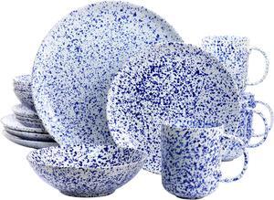 Martha Stewart 16 Piece Stoneware Dinnerware Set in Speckled Blue