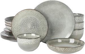 Gibson Elite Matisse 16 Piece Stoneware Dinnerware Set in Grey with Reactive Glaze