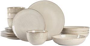 Gibson Elite Matisse 16 Piece Stoneware Dinnerware Set in Cream with Reactive Glaze