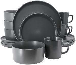 Elama Luxmatte Dark Grey 16 Piece Dinnerware Set