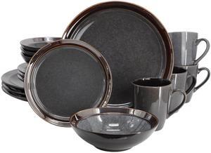 Gibson Elite Priya 16 Piece Stoneware Reactive Glaze Dinnerware Set in Grey