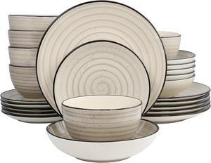 Elama Gia 24 Piece Round Stoneware Dinnerware Set in Cream