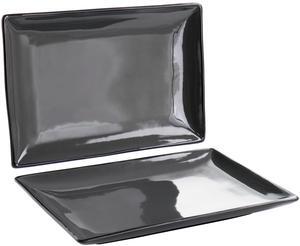 Gibson Home Urban Cafe 2 Piece 12 Inch Rectangle Stoneware Platter Set in Grey