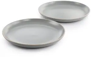 Gibson Home Rockaway 2 Piece 10.5 Inch Round Stoneware Dinner Plate Set in Matte Grey