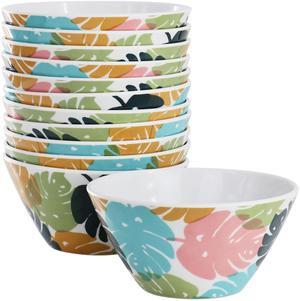 Gibson Home Tropical Sway 12 Piece 6 Inch Melamine Bowl Set in Multi Color Leaf