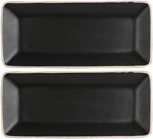 Gibson Elite Soho Lounge 2 Piece 11.75 Inch Rectangular Platter Set in Matte Black