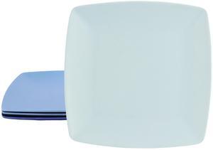 Gibson Home Grayson 4 Piece 8.5 Inch Square Melamine Dessert Plate Set in Assorted Blue