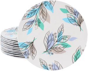 Gibson Home Tropical Sway Vineyard 12 Piece 9 Inch Round Melamine Dessert Plate Set in Blue