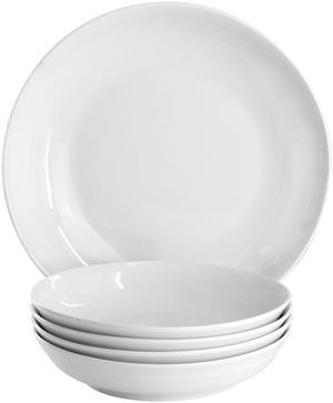 Gibson Home Great Essentials 5 Piece Fine Ceramic Serving Bowl and Pasta Bowl Set in White