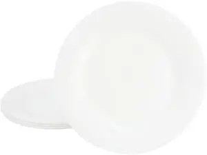 Gibson Ultra White Shadow 6 Piece 10 Inch Opal Glass Dinner Plate Set in White
