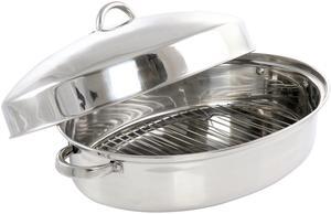 Gibson Home Hutchinson 18 Inch Oval Stainless Steel Roaster with Rack