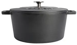 Babish 6 Quart Round Enameled Cast Iron Dutch Oven with Self-Basting Lid in Black