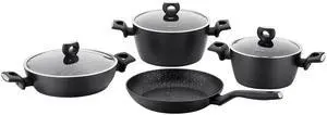 Korkmaz Nora 7 Piece Aluminum Nonstick Cookware Set in Black