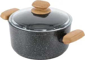 Korkmaz Montana 2 Piece 8 Liter Aluminum Nonstick Casserole Dish with Lid and Faux Wood Handles