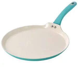 Martha Stewart Everyday Rexford 11 Inch Ceramic Nonstick Aluminum Pancake Pan in Teal