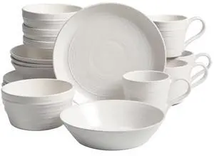 Bee and Willow Milbrook 16 Piece Round Stoneware Dinnerware Set in White