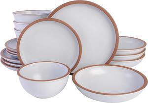 Soho Lounge Lagos 16 Piece Terracotta Double Bowl Dinnerware Set in Solid Matte White