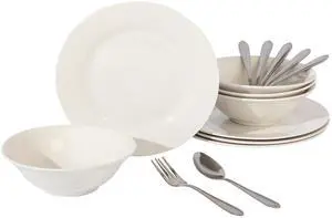 Gibson Everyday Yarbury 16 Piece Fine Certamic Dinnerware Set in White