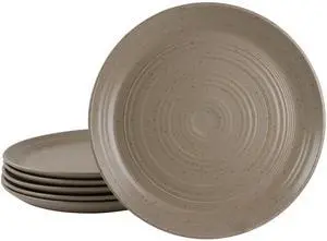 Bee and Willow Milbrook 6 Piece 10 Inch Round Stoneware Dinner Plate Set in Mocha
