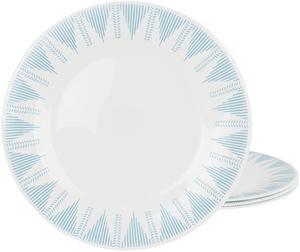 Ultra by Gibson Piper Point 4 Piece 10 Inch Round Tempered Opal Glass Dinner Plate Set in Blue