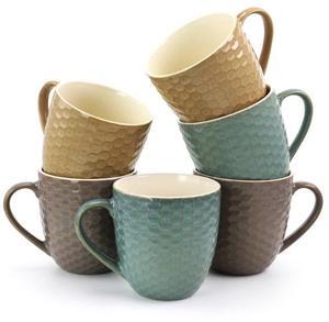 Elama Honeysuckle 6-Piece 15 oz. Mug Set, Assorted Colors