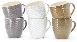 Elama Honeycomb 6-Piece 15 oz. Mug Set, Assorted Colors