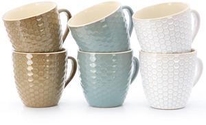 Elama Honey Bee 6-Piece 15 oz. Mug Set, Assorted Colors