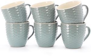 Elama Honeycomb 6 Piece 15 oz. Mug Set in Turquoise