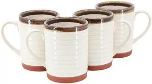 Gibson Home Terra Bella 4 Piece 18.5 Ounce Terracota Mug Set in Pearl White