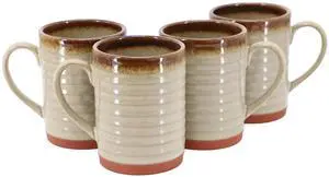 Gibson Home Terra Bella 4 Piece 18.5 Ounce Terracotta Mug Set in Smoke