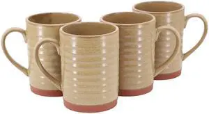 Gibson Home Terra Bella 4 Piece 18.5 Ounce Terracotta Mug Set in Sandstone