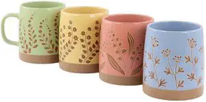 Gibson Home Garcelle 4 Piece 18 Ounce Round Stoneware Mug Set in Assorted Designs and Colors