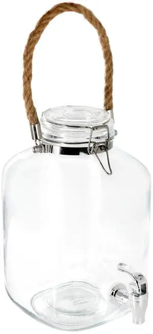 Gibson Home Ferris 1.3 Gallon Glass Beverage Dispenser with Rope Handle