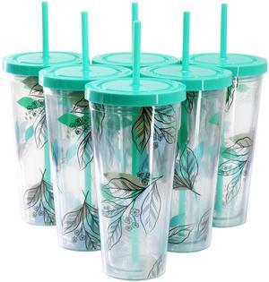 Gibson Home Tropical Sway Orleans 6 Piece 19 Ounce Plastic Tumbler Set in Blue